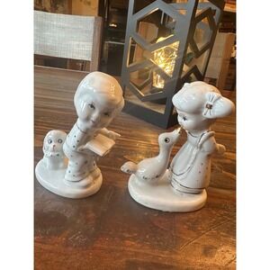 Vintage Porcelain Figurines Boy Reading‎ Dog Girl Duck Cherubs Kitsch Decor